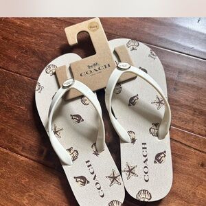 Coach Cream Flip Flops with Nautical Print